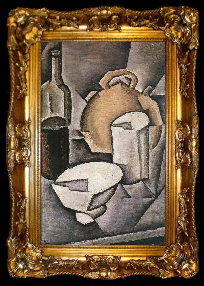 framed  Juan Gris Winebottle and kettle of tile, ta009-2
